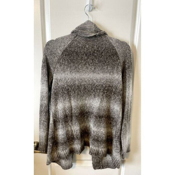 Chico's Ombre Knit Open front long Cardigan 1 tan/cream long sleeve collar soft - Picture 2 of 6